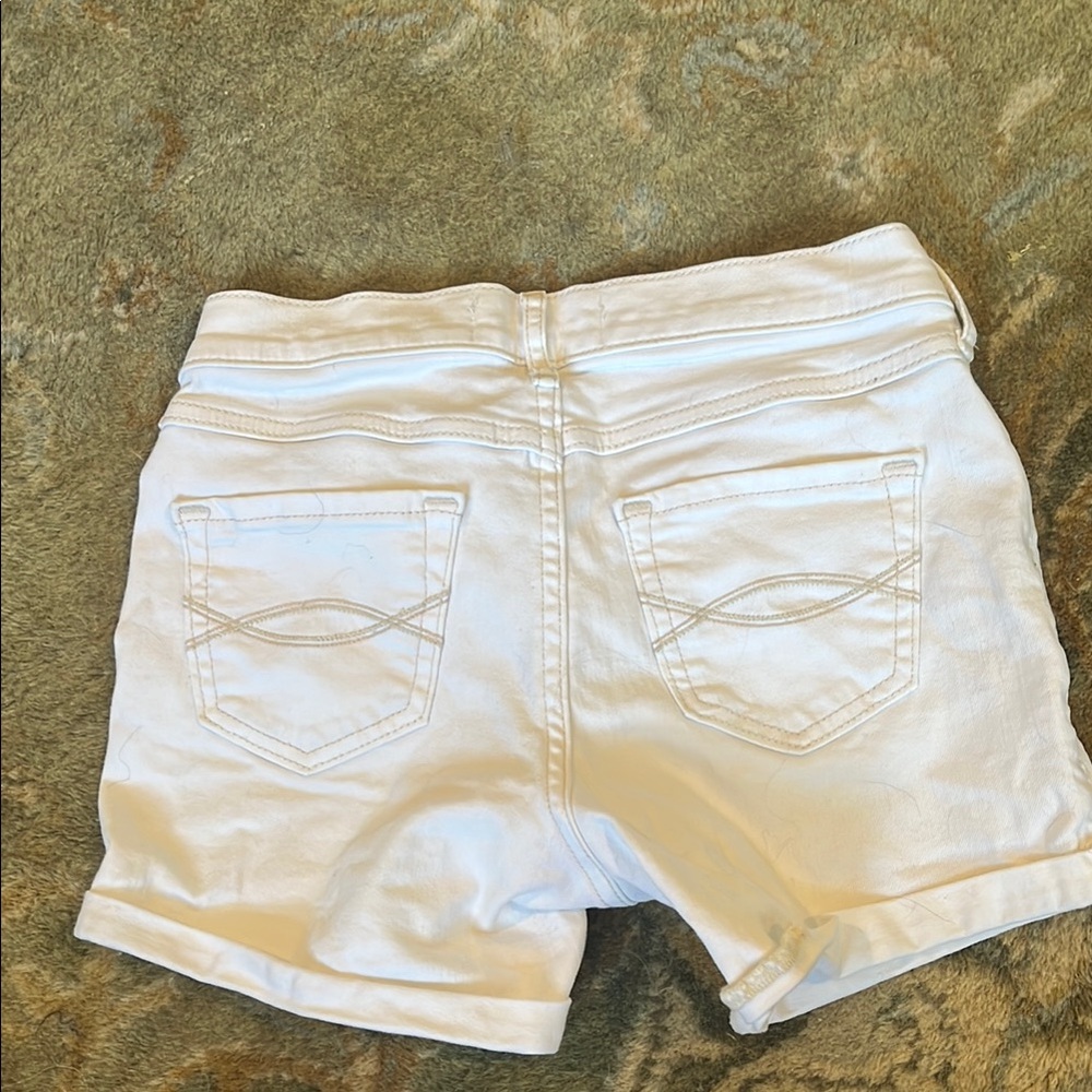 Abercrombie Kids White Denim Shorts Cuffed Hem